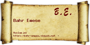 Bahr Emese névjegykártya